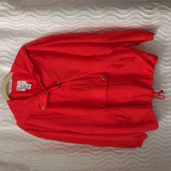 Vintage Sport Accent 80s 90s Hot Pink Petite M Hoodie Windbreaker Pullon Spring - Picture 2 of 11